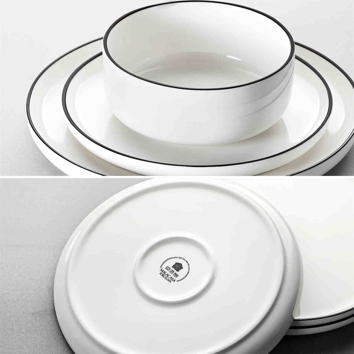 Luna Marble Grey 18 Piece Dinnerware Set