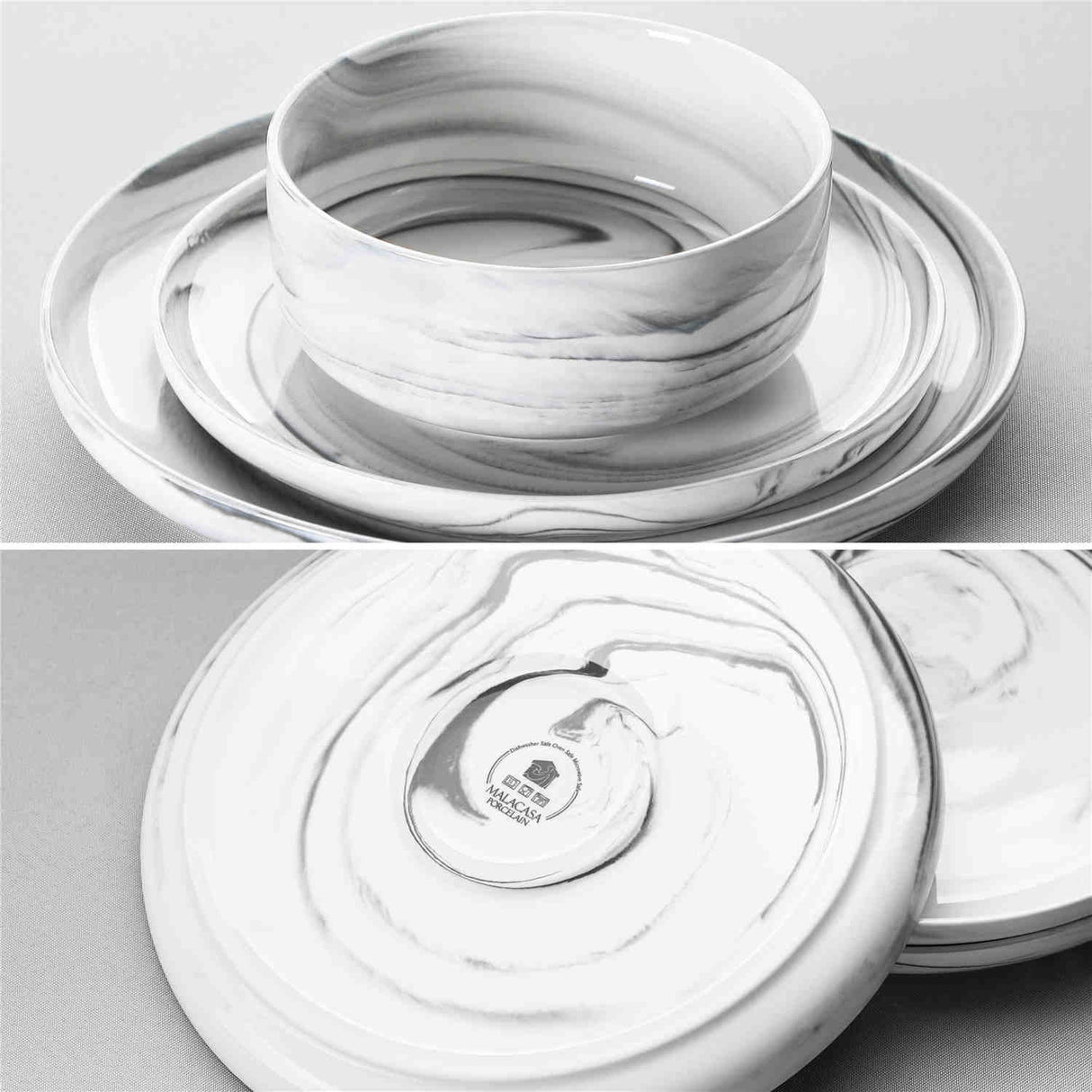 Luna Marble Blue 18 Piece Dinnerware Set