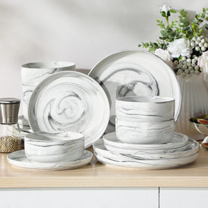 Luna Marble Blue 18 Piece Dinnerware Set