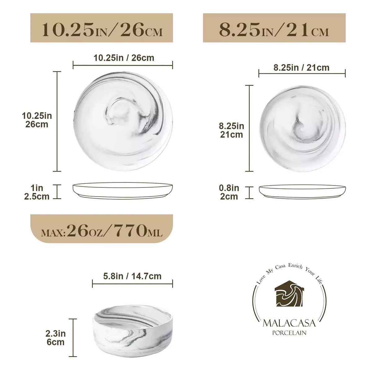 Luna Marble Pink 24 Piece Dinnerware Set for 8