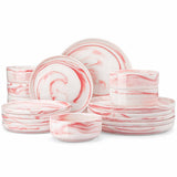 Luna Marble Pink 18 Piece Dinnerware Set