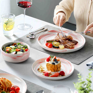 Luna Marble Blue 18 Piece Dinnerware Set