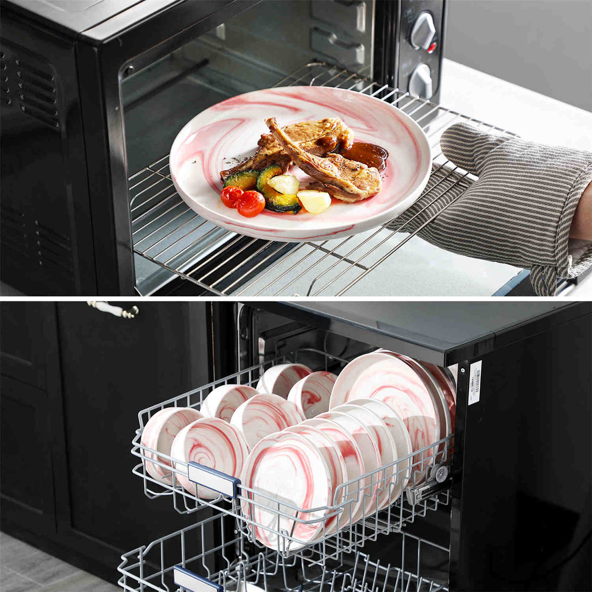 Luna Marble Blue 18 Piece Dinnerware Set