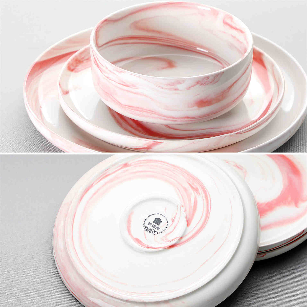 Luna Marble Pink 18 Piece Dinnerware Set