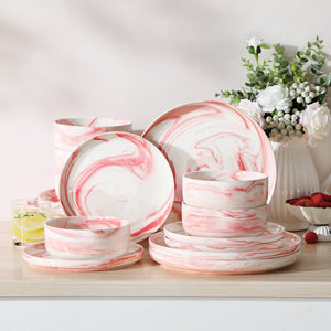 Luna Marble Blue 18 Piece Dinnerware Set