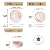 Luna Marble Pink 18 Piece Dinnerware Set
