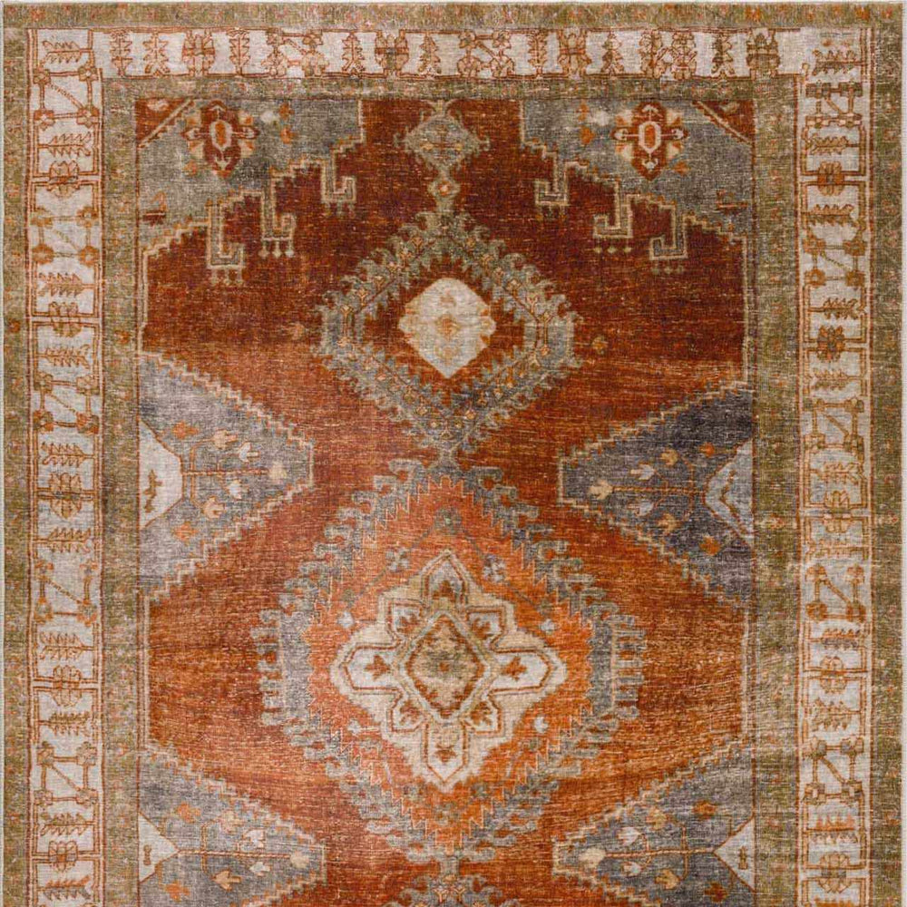 Kullar Orange Washable Area Rug