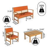 Barclay 4-Piece Modern Coastal Acacia Wood Conversation Outdoor Patio Set with Cushions