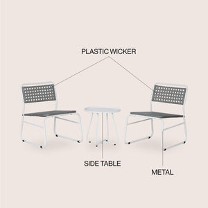 Freja 3-Piece Mid-Century Modern Faux Rattan Conversation Outdoor Patio Set