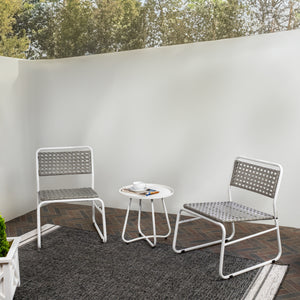 Freja 3-Piece Mid-Century Modern Faux Rattan Conversation Outdoor Patio Set