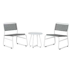 Freja 3-Piece Mid-Century Modern Faux Rattan Conversation Outdoor Patio Set