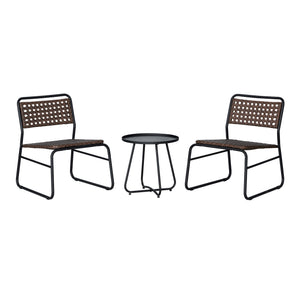 Freja 3-Piece Mid-Century Modern Faux Rattan Conversation Outdoor Patio Set