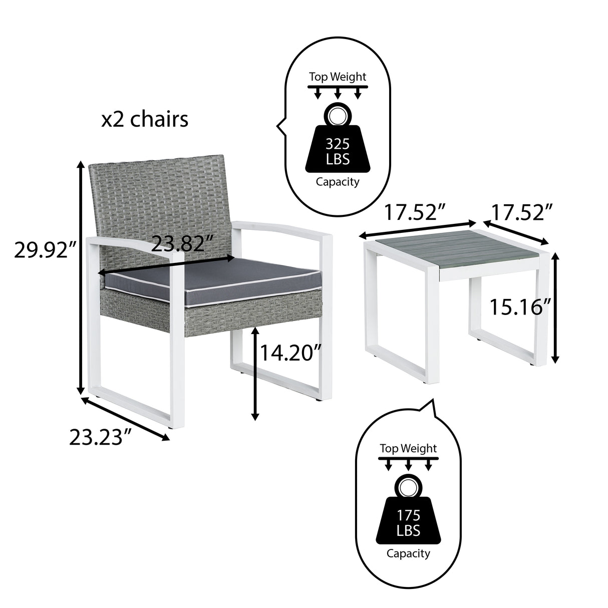 Selby 3-piece modern coastal faux wicker conversation outdoor patio set
