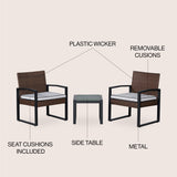 Selby 3-piece modern coastal faux wicker conversation outdoor patio set