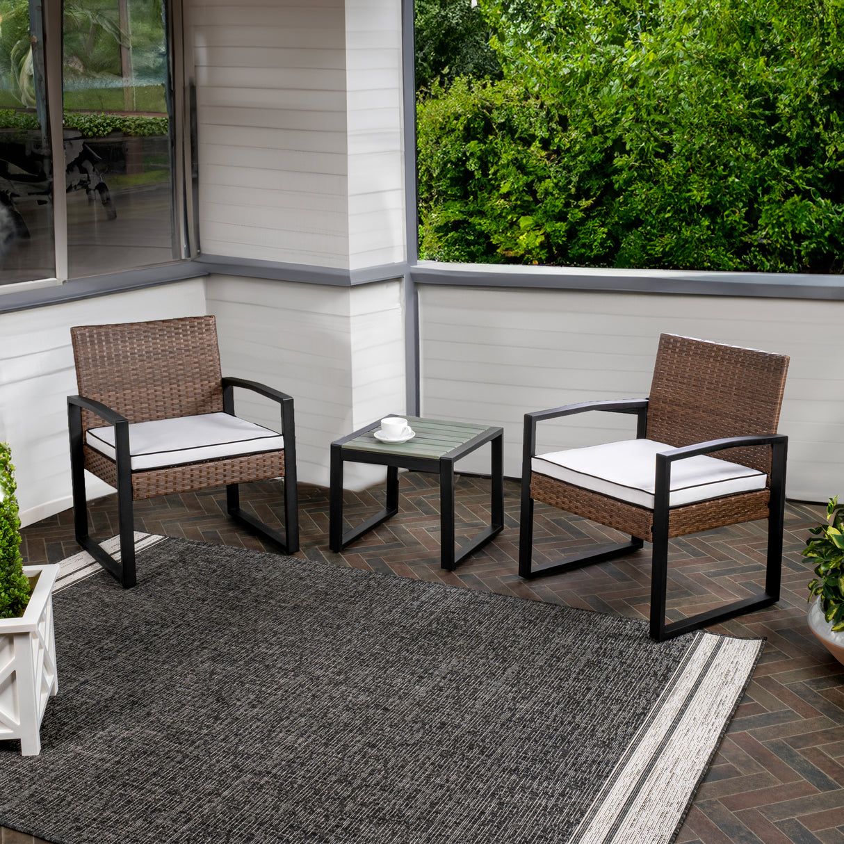 Selby 3-piece modern coastal faux wicker conversation outdoor patio set