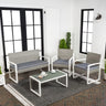 Elina 4-Piece Modern Coastal Faux Wicker Conversation Outdoor Patio Set