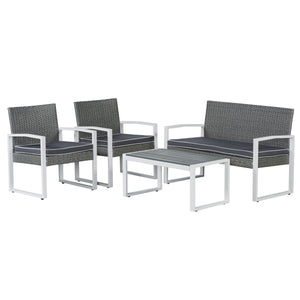Elina 4-Piece Modern Coastal Faux Wicker Conversation Outdoor Patio Set
