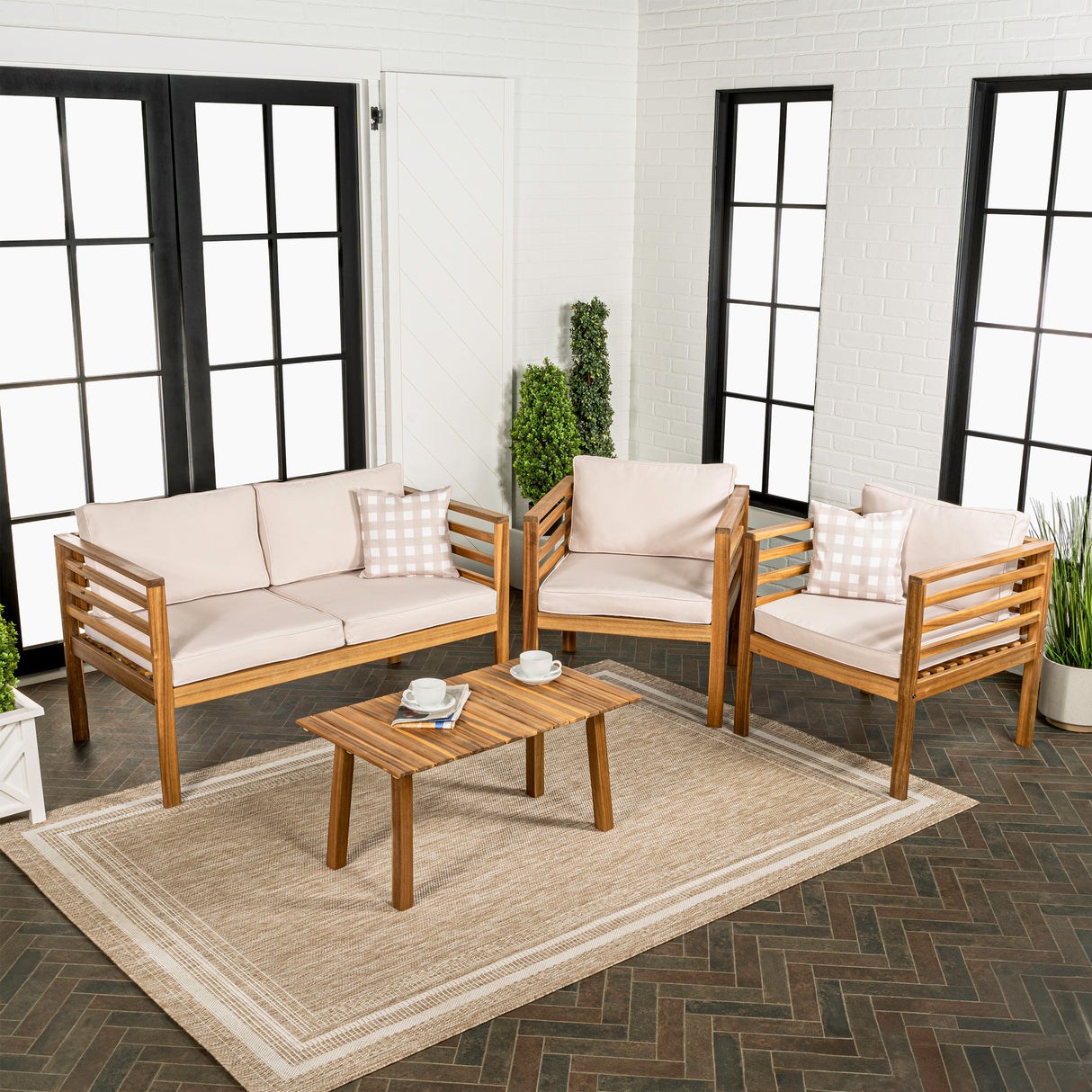 Thom-4-Piece-Mid-Century-Modern-Acacia-Wood-Outdoor-Patio-Set-with-Cushions-and-Plaid-Decorative-Pillows-Outdoor-Furniture-Sets