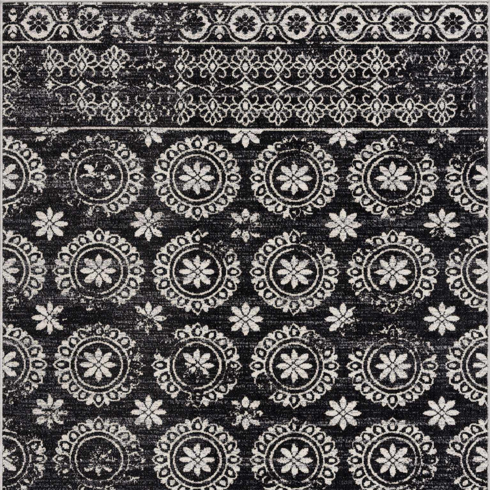 Kahraman Black & White Washable Rug