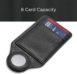 Worlds Slimmest Airtag Wallet for Men, Ultra-Thin Super Slim Profile (Deep Grain) PU Leather Card Holder Compatible with Apple AirTag