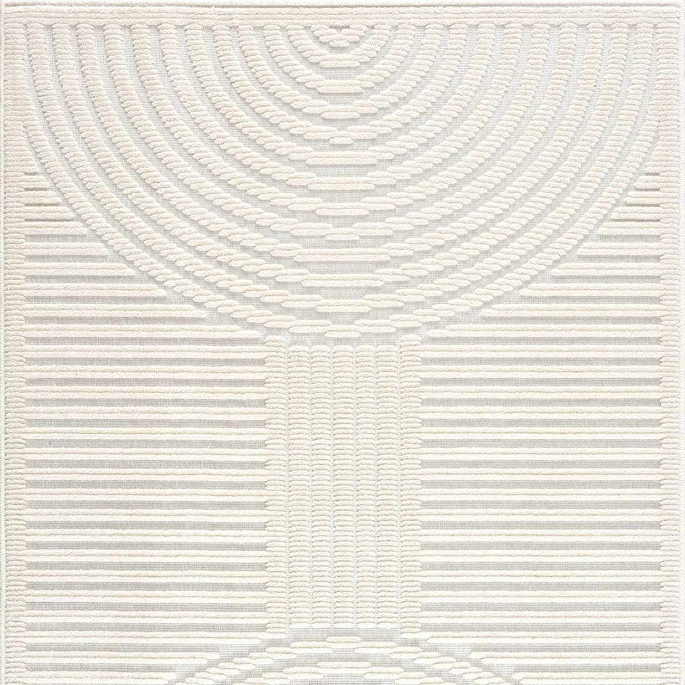 Deron White Washable 3D Rug
