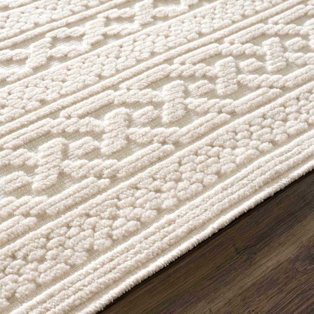 Fadey White 3D Washable Rug