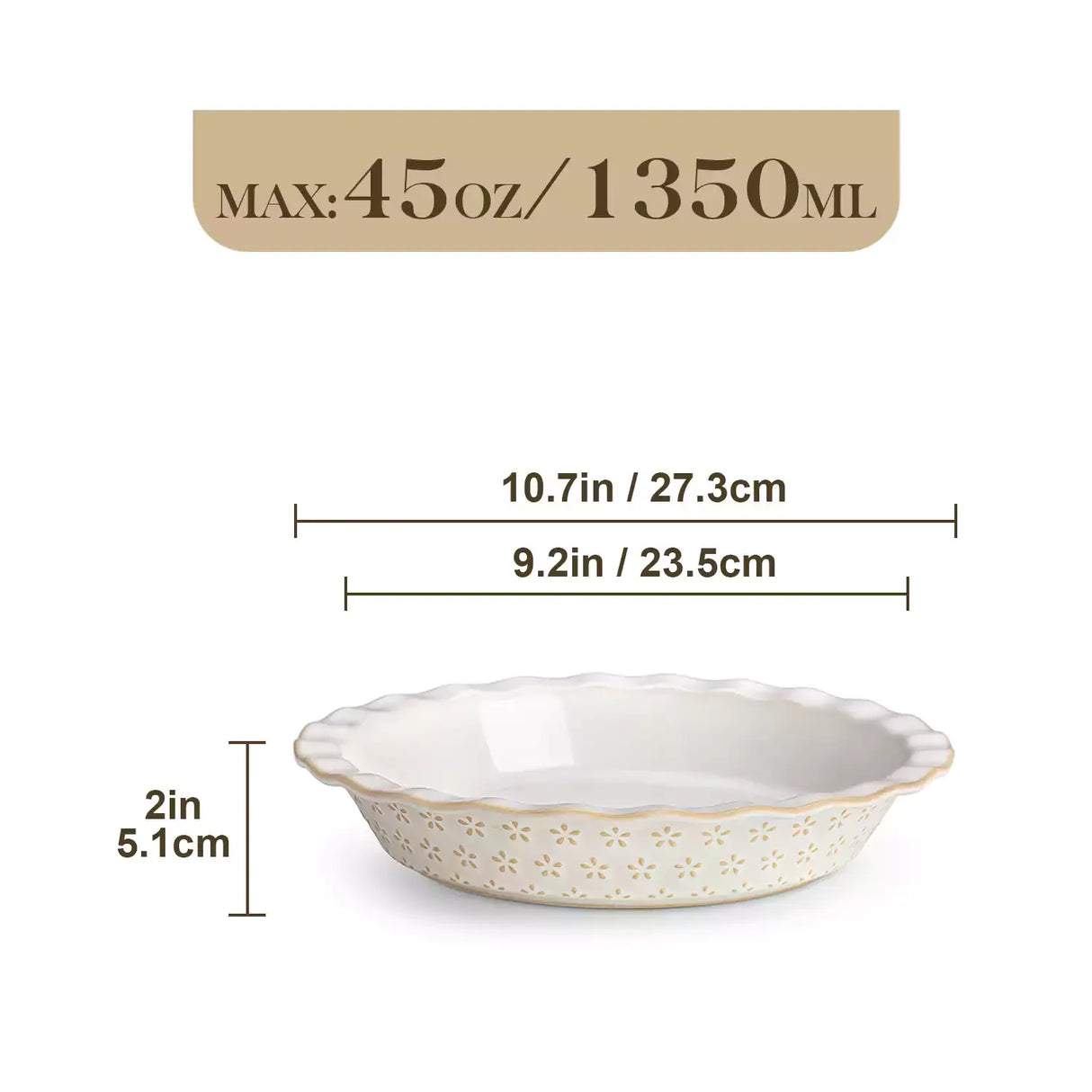 Lydia Fluted Pie Pan Stoneware Baking Dish