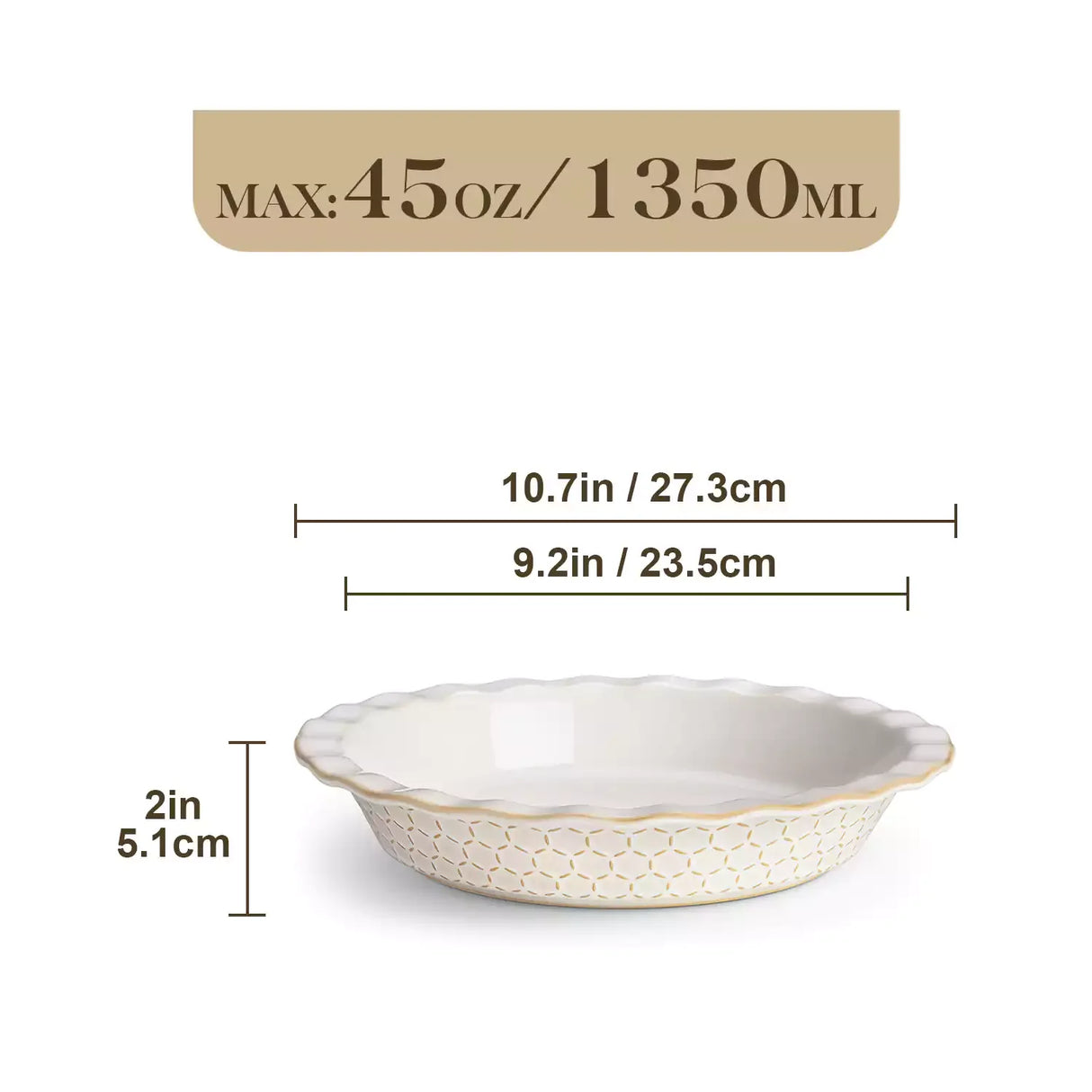 Lydia Fluted Pie Pan Stoneware Baking Dish