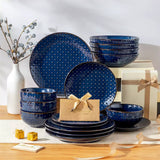 Lydia 16 Piece Starry Blue Dinnerware Set
