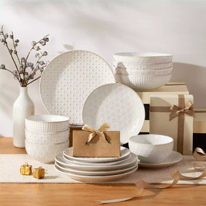 Lydia 16 Piece Antique White Dinnerware Set