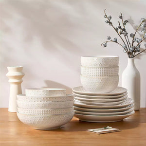 Lydia 16 Piece Antique White Dinnerware Set