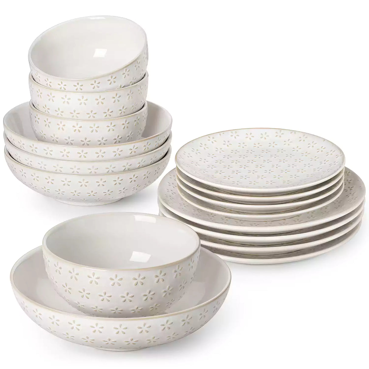 Lydia 16 Piece Antique White Dinnerware Set