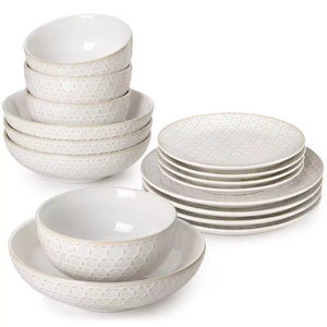 Lydia 16 Piece Antique White Dinnerware Set