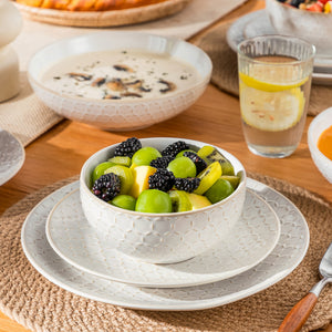 Lydia 16 Piece Antique White Dinnerware Set