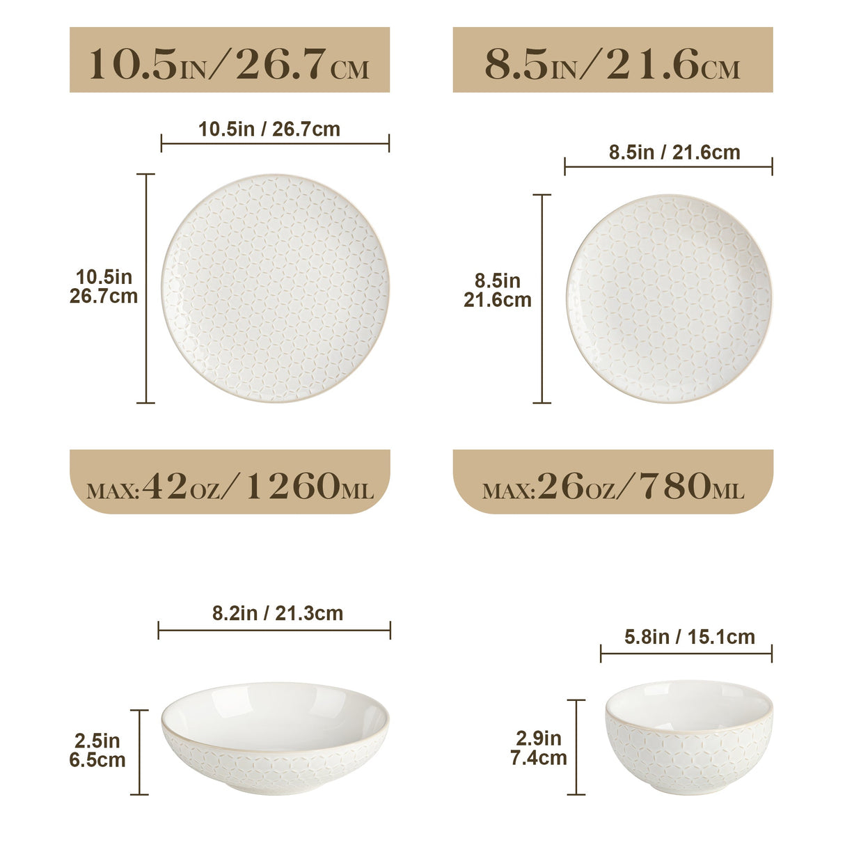 Lydia 32 Piece Antique White Dinnerware Set