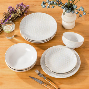 Lydia 16 Piece Antique White Dinnerware Set