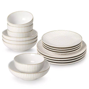 Lydia 16 Piece Antique White Dinnerware Set