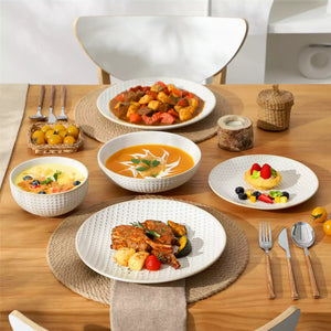 Lydia 16 Piece Antique White Dinnerware Set