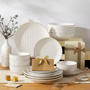 Lydia 16 Piece Antique White Dinnerware Set