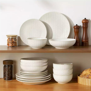 Lydia 16 Piece Antique White Dinnerware Set