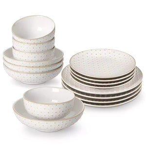 Lydia 16 Piece Antique White Dinnerware Set