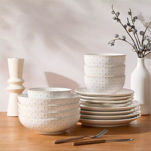 Lydia 16 Piece Antique White Dinnerware Set