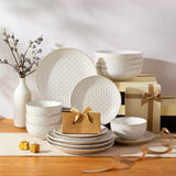Lydia 16 Piece Antique White Dinnerware Set