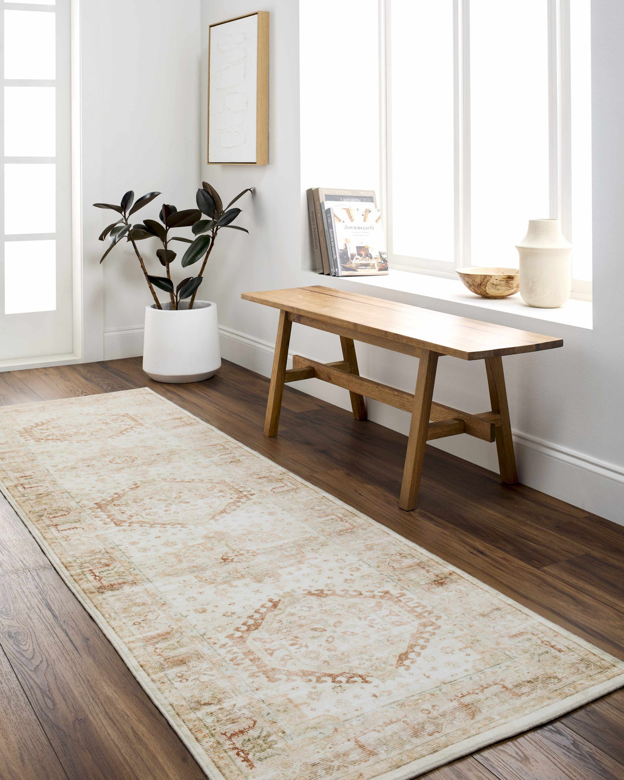 Laran Rust Distressed Washable Area Rug
