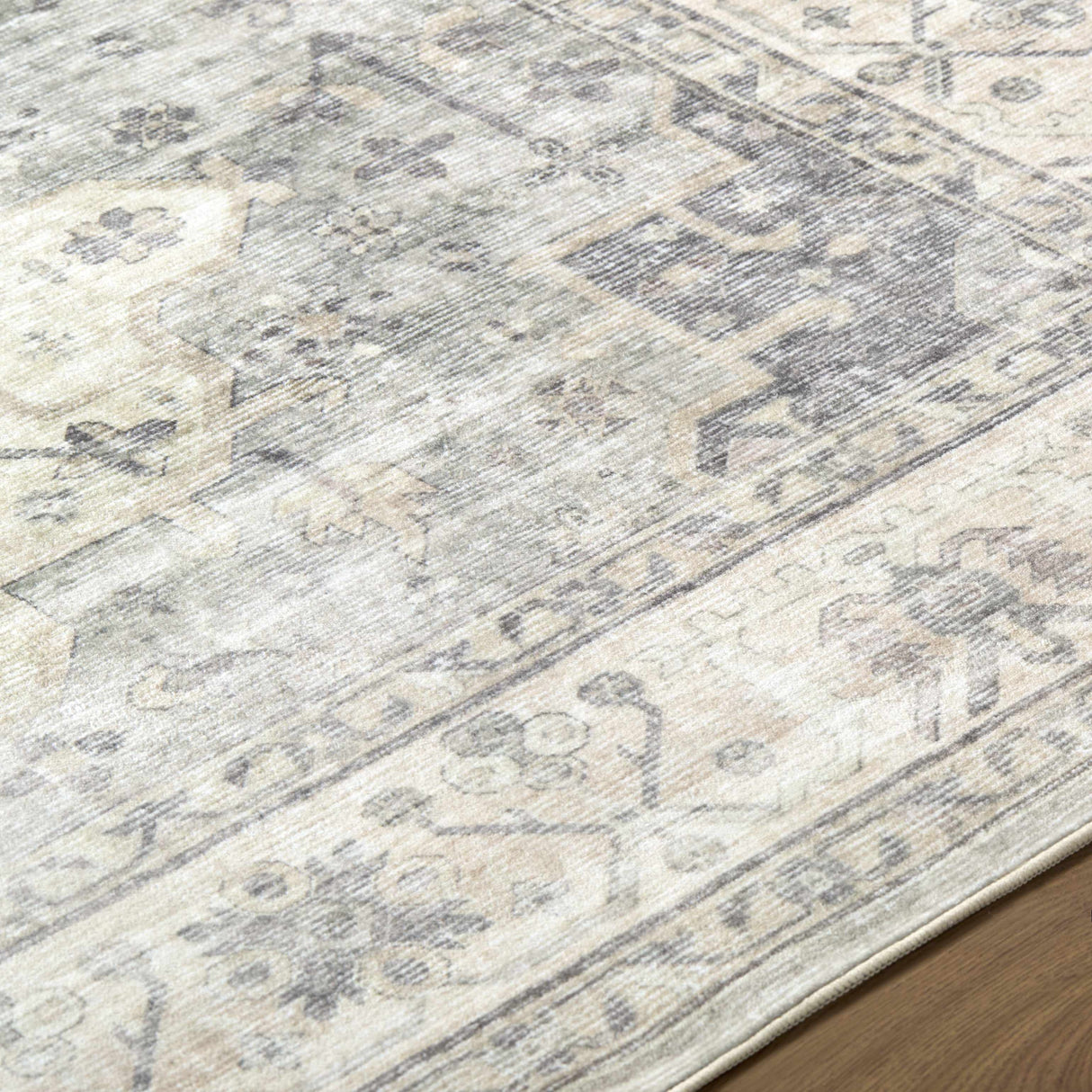 Laran Sage Distressed Washable Area Rug