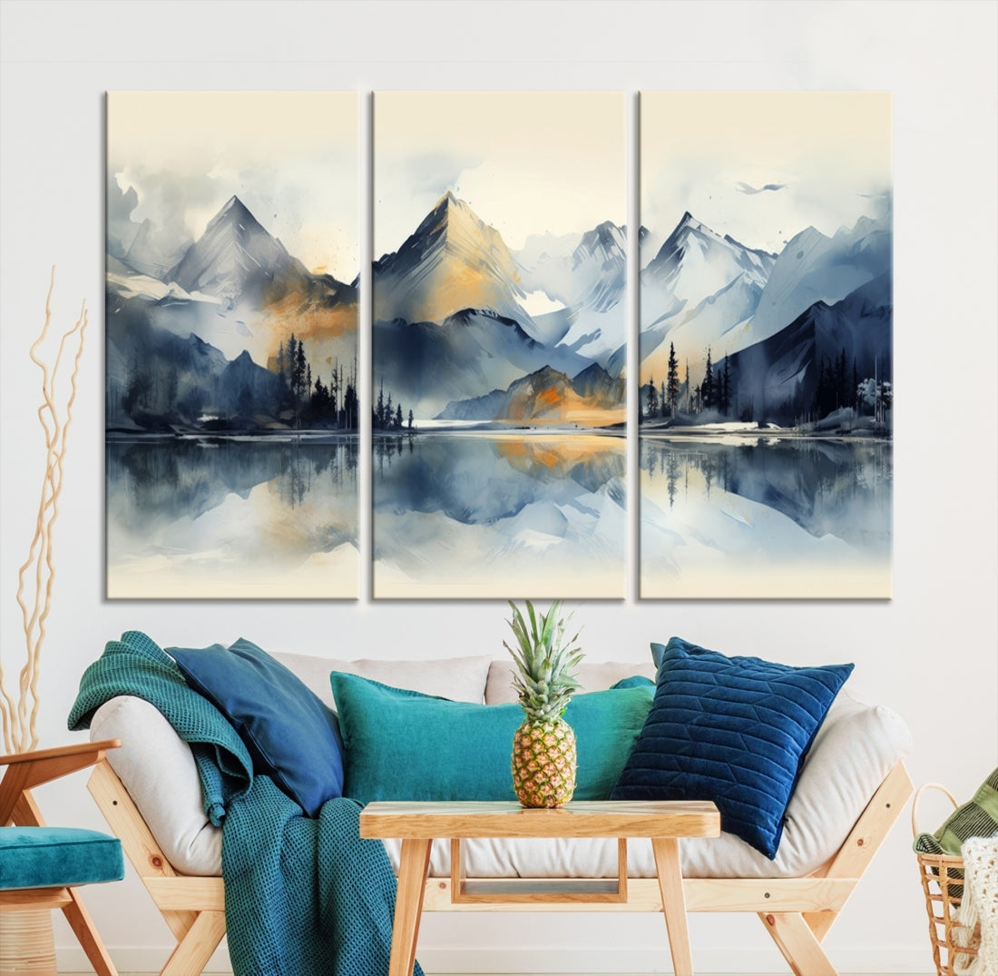 Lake Abstract Mountain Wall Art Canvas Print