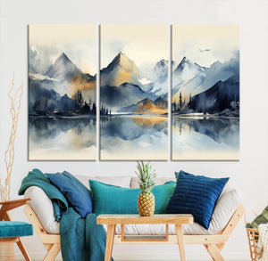 Lake Abstract Mountain Wall Art Canvas Print