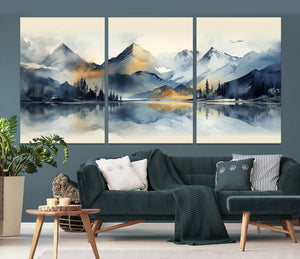 Lake Abstract Mountain Wall Art Canvas Print