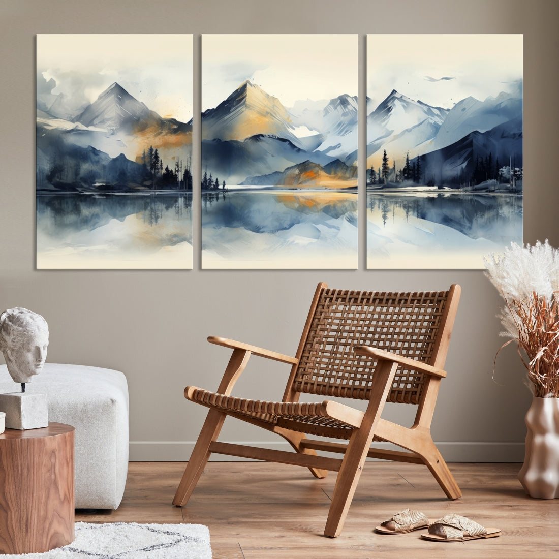 Lake Abstract Mountain Wall Art Canvas Print