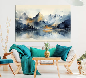 Lake Abstract Mountain Wall Art Canvas Print